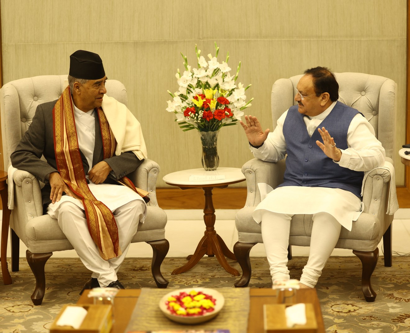 शेरबहादुर देउवा र भाजपा अध्यक्ष जेपी नड्डा