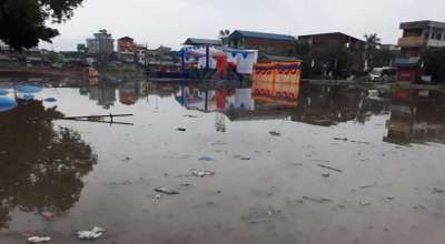 भरतपुरको चुनावी सभा गर्ने ठाउँ जलमग्न