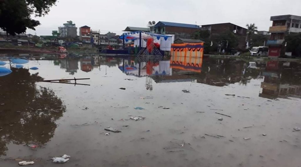 भरतपुरको चुनावी सभा गर्ने ठाउँ जलमग्न