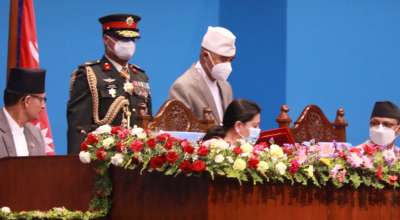 प्रधानमन्त्री शेरबहादुर देउवा र राष्ट्रपति विद्यादेवी भण्डारी संसदमा