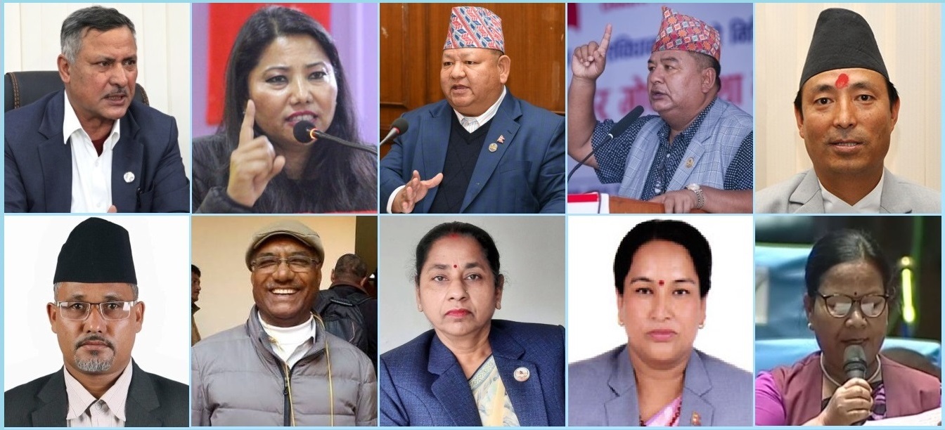 विरोध खतिवडा, रामकुमारी झाँक्री, प्रेम आले, कृष्ण कुमार श्रेष्ठ, कृष्णलाल महर्जन, गोपालबहादुर बम, बिनादेवी बुढाथोकी, पुष्पाकुमारी कर्ण कायस्थ, धनबहादुर बुढा र निरा जैरु