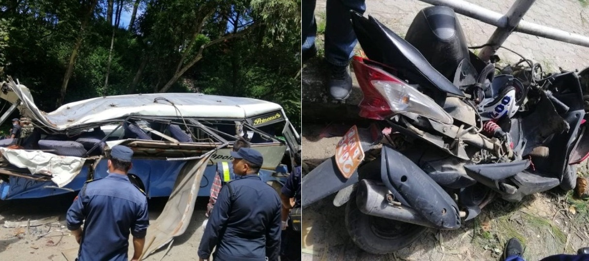 भक्तपुरको सल्लाको रुख ढलेरसल्लाघारीमा रुख ढलेर बस र स्कुटरलाई किच्दा १५ जना गम्भीर घाइते #Nepalpatra https://nepalpatra.com/news/236823/