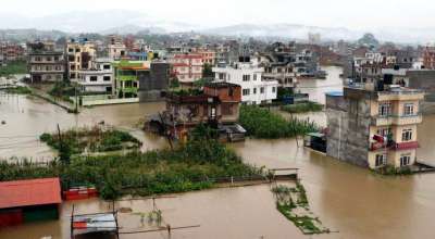 भक्तपुरको मनोहरा सुकुम्वासी बस्ती डुबान