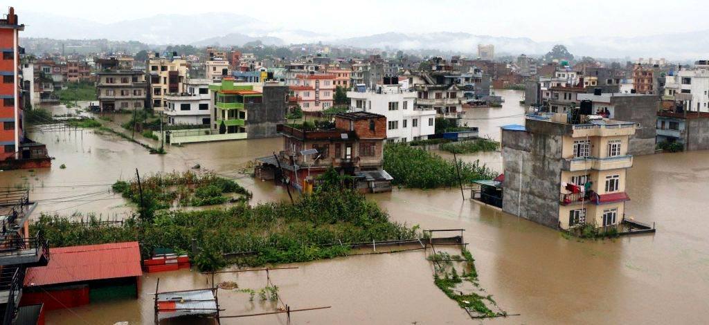 भक्तपुरको मनोहरा सुकुम्वासी बस्ती डुबान