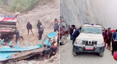 गोरखाको मनकामना जाँदै गरेको बस दुर्घटना