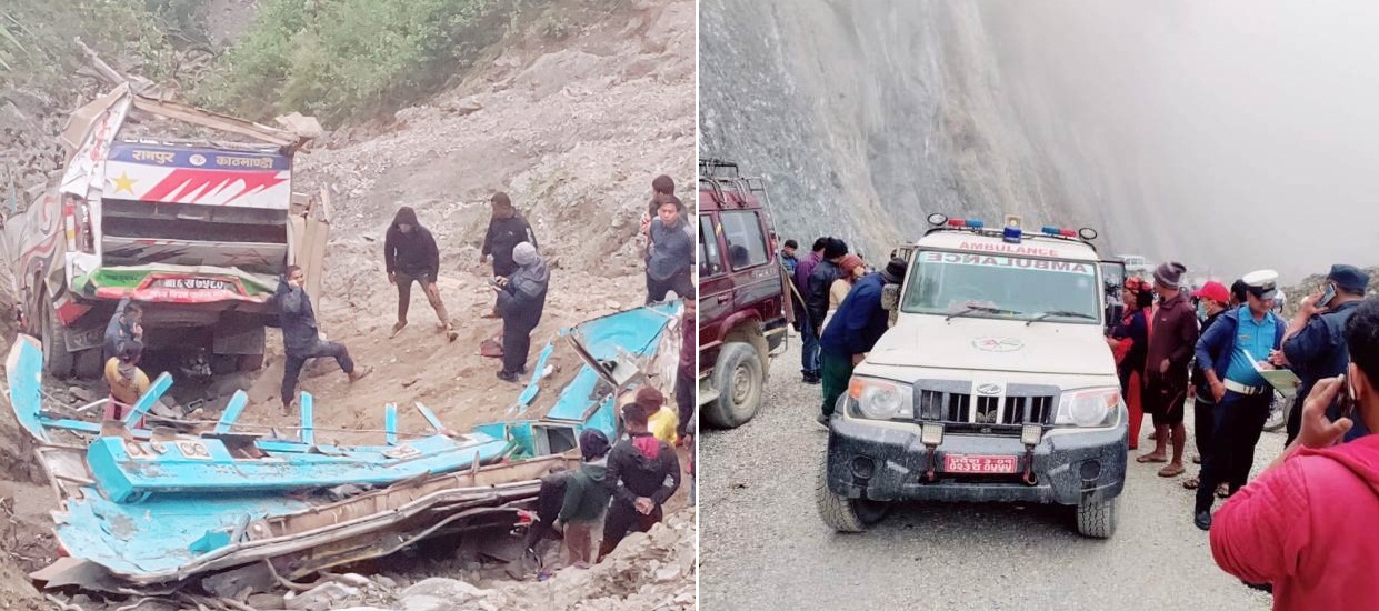 गोरखाको मनकामना जाँदै गरेको बस दुर्घटना