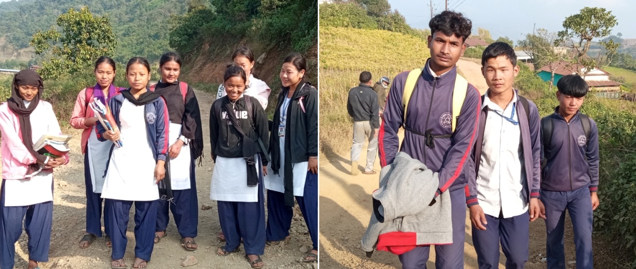 विद्यार्थी विद्यालय जाँदै