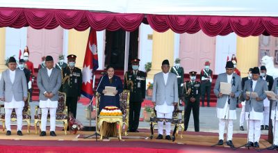 उपप्रधानमन्त्री र मन्त्रीको शपथ