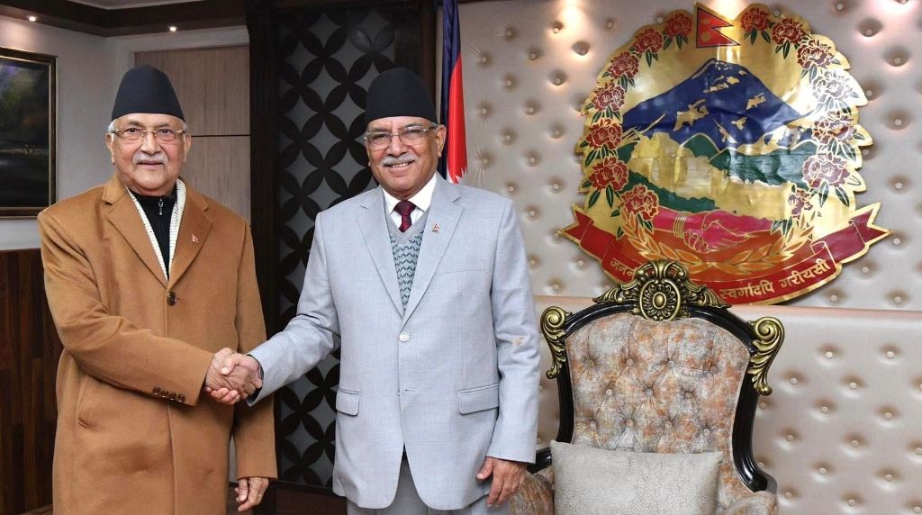 बालुवाटारमा प्रचण्ड र ओली