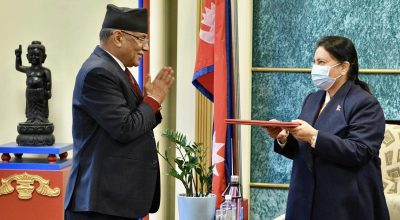 प्रचण्ड तेस्रो पटक प्रधानमन्त्रीमा नियुक्त