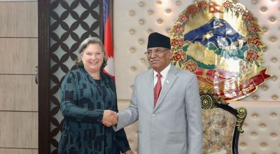 प्रधानमन्त्री प्रचण्ड र भिक्टोरिया नुल्याण्ड