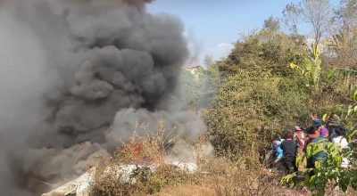 विमान पोखरामा दुर्घटना