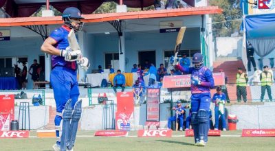 पपुवा न्युगिनीविरुद्ध ब्याटिङ गर्दै नेपाल