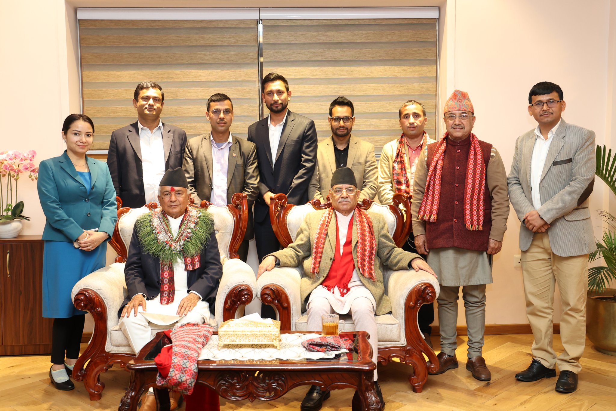 नवनियुक्त राष्ट्रपति रामचन्द्र पौडेल र प्रधानमन्त्री प्रचण्ड