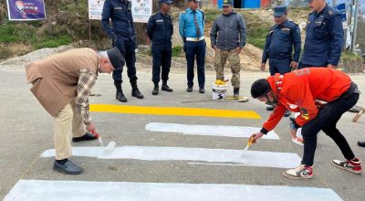 दिक्तेल बजारमा ‘जेब्राक्रस’ तथा ‘स्पिड ब्रेकर’ निर्माण