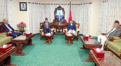 सभामुख घिमिरेले गरे प्रमुख तीन दलका शीर्षनेतासँग छलफल