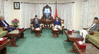 सभामुख घिमिरेले गरे प्रमुख तीन दलका शीर्षनेतासँग छलफल