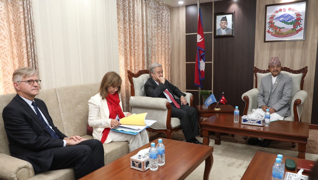 उपप्रधान तथा रक्षामन्त्री खड्का र राष्ट्रसङ्घ महासचिव गुटेरेसबीच भेटवार्ता