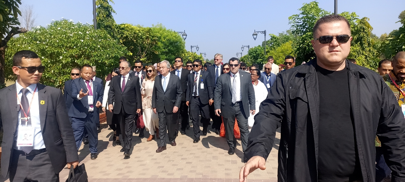 प्रधानमन्त्री प्रचण्ड र एन्टोनियो गुटेरेस लुम्बिनीमा