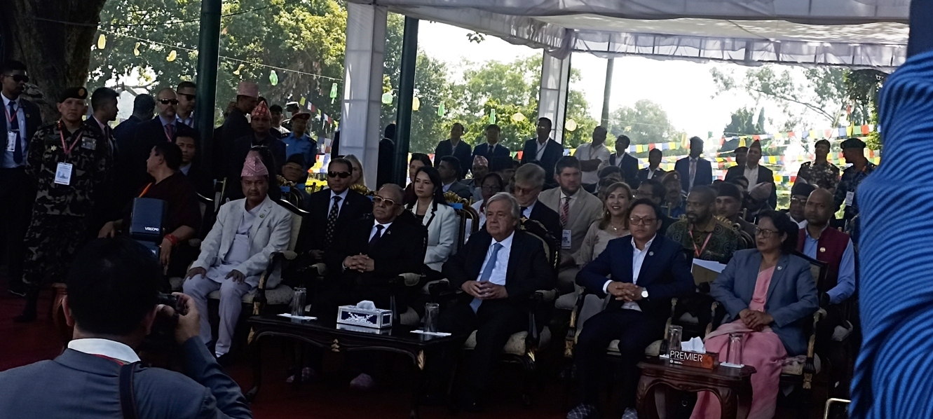 प्रधानमन्त्री प्रचण्ड र एन्टोनियो गुटेरेस लुम्बिनीमा