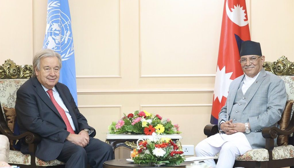 एन्टोनियो गुटेरेस र प्रधानमन्त्री प्रचण्ड