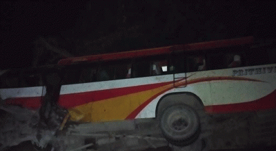 बस दाङमा दुर्घटना