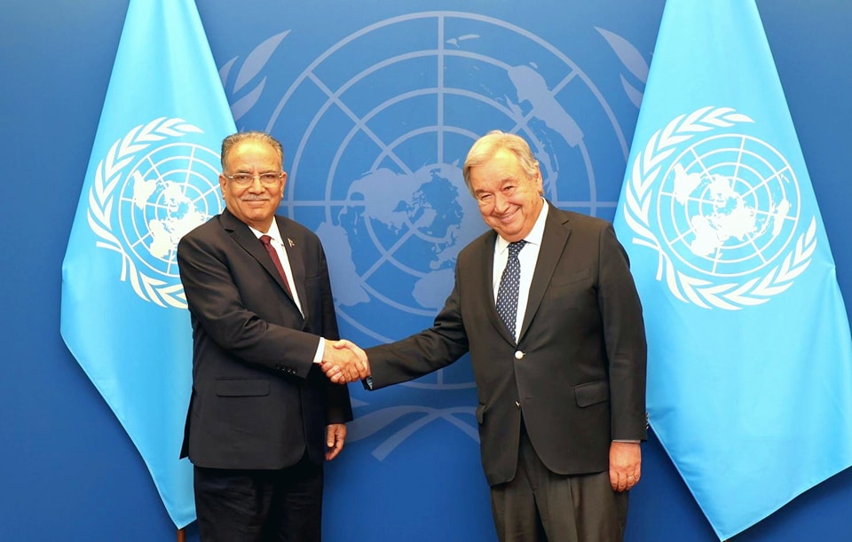 प्रधानमन्त्री प्रचण्ड र एन्टोनियो गुटेरेस
