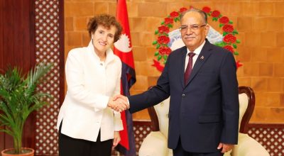 प्रधानमन्त्री प्रचण्ड र एमसीसीकी सीईओबीच बालुवाटारमा भेटवार्ता