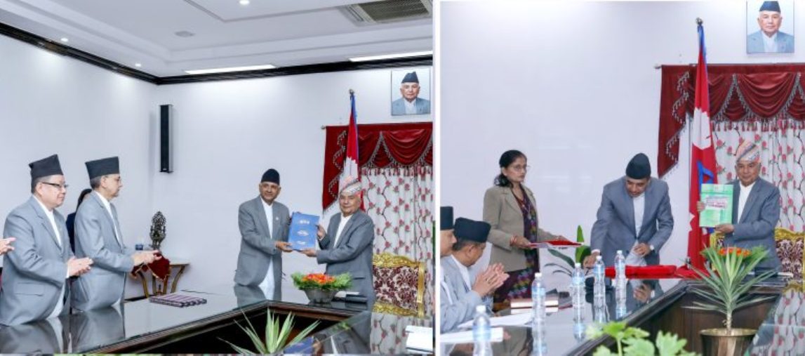 राष्ट्रपति पौडेलसमक्ष तीन आयोगको वार्षिक प्रतिवेदन पेस