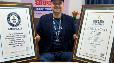 मुटुरोग विशेषज्ञ डा. ओममूर्तिद्वारा विश्व रेकर्ड कायम