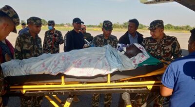 आगोले पोलेका घाइतेको हवाई उद्धार