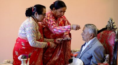 राष्ट्रपति पौडेलले दुई बहिनीहरुबाट लगाए भाइटिका