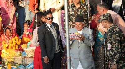 रामचन्द्र पौडेलद्वारा छठीमाताको पूजा