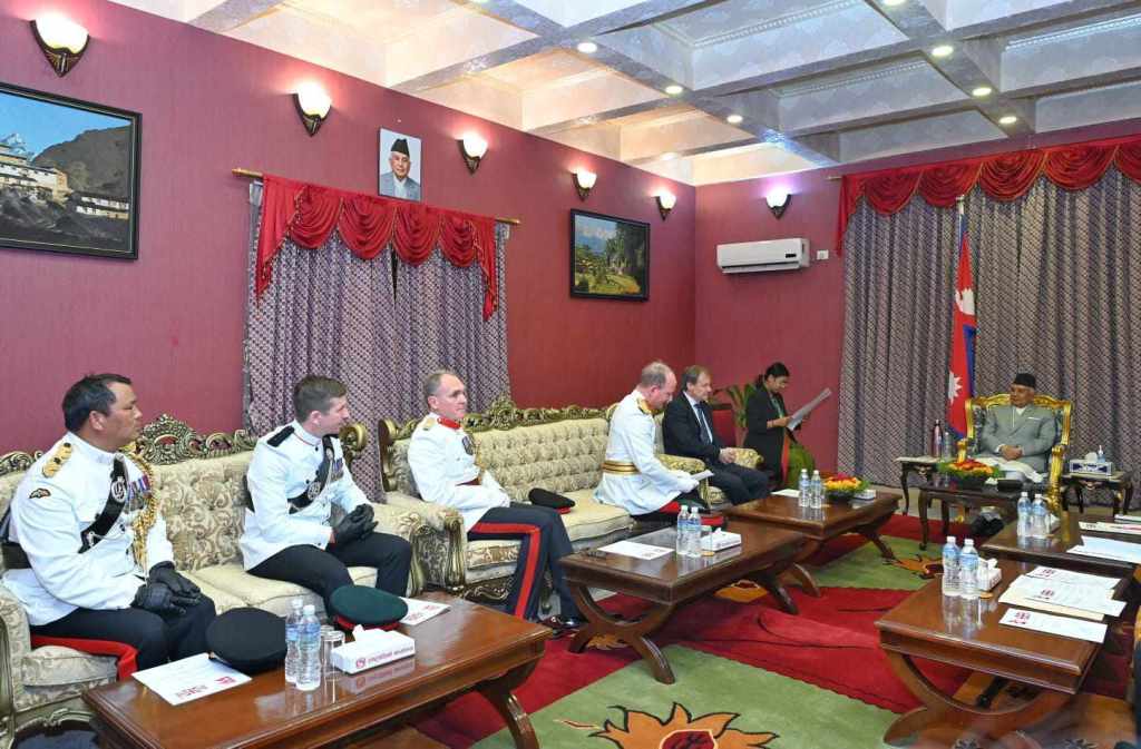 राष्ट्रपति पौडेलसमक्ष बेलायती सेनाको टोलीले गोर्खा विग्रेडको बार्षिक प्रतिवेदन प्रस्तुत