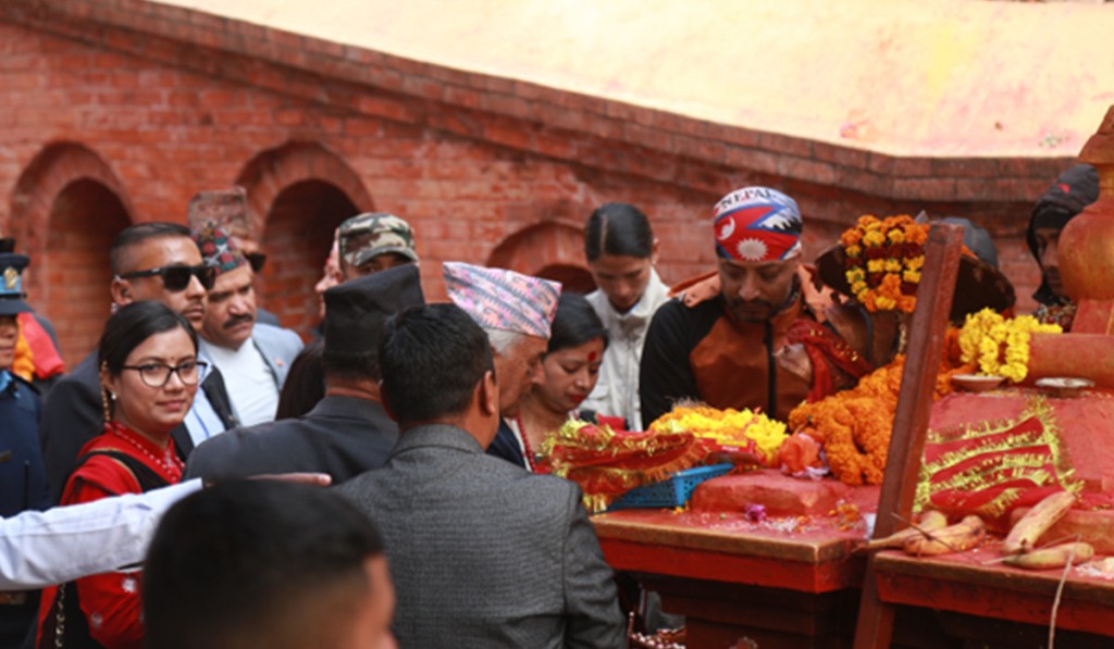 राष्ट्रपति पौडेलद्वारा शालीनदीमा पूजा, अर्चना