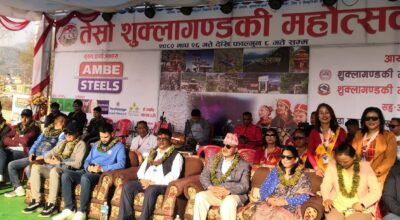 शुक्लागण्डकी महोत्सवमा पातको माला प्रयोगमा