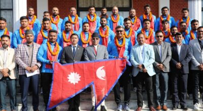 प्रधानमन्त्री प्रचण्ड नेपाली क्रिकेट टीमसँग