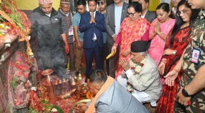 राष्ट्रपति पौडेलद्वारा सपनतीर्थमा पूजार्चना