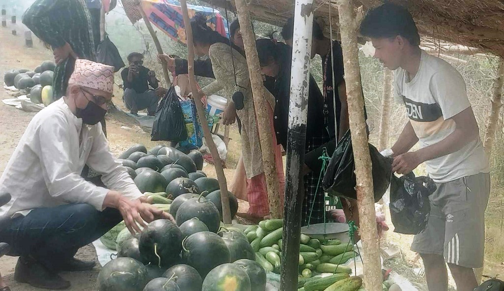 बगरमा तर्बुजा खेती, राजमार्गमा बिक्री