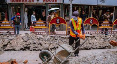 न्युरोड क्षेत्रको फुटपाथ विस्तार