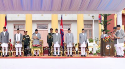 नवनियुक्त दुई उपप्रधानमन्त्रीहरु सिंह र पौडेलले लिए शपथ