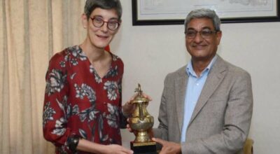 गृहमन्त्री लेखक र स्विस राजदूत मेउलीबीच शिष्टाचार भेटवार्ता