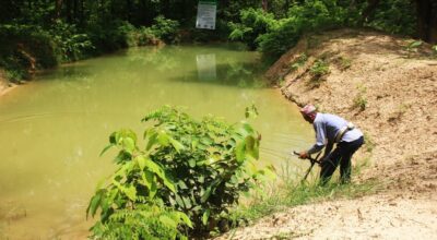 वन्यजन्तुका लागि सामुदायिक वनमा पोखरी निर्माण