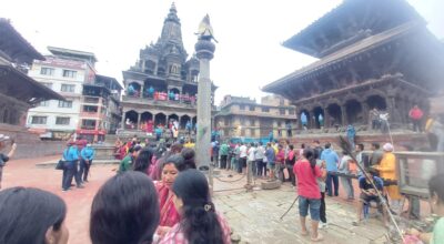 पाटनस्थित कृष्ण मन्दिरमा दर्शनार्थीको घुइँचो