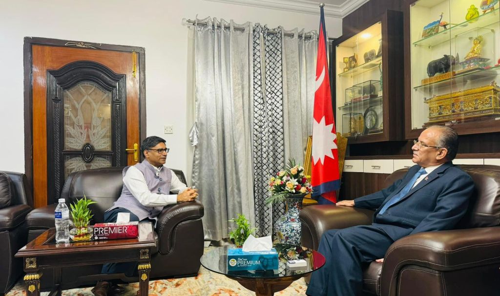 अध्यक्ष प्रचण्डसँग भारतीय विदेश सचिवको शिष्टाचार भेट