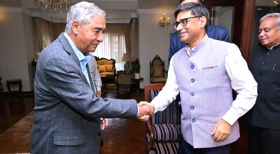 काँग्रेस सभापति देउवासँग भारतीय विदेश सचिव मिस्रीको भेटवार्ता