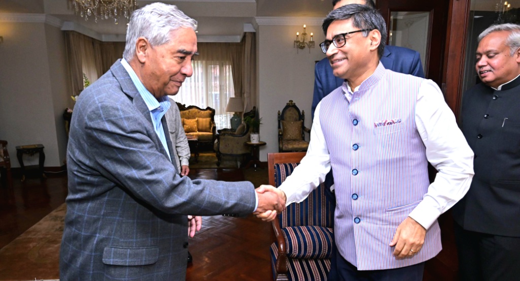 काँग्रेस सभापति देउवासँग भारतीय विदेश सचिव मिस्रीको भेटवार्ता