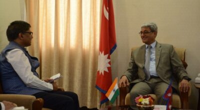 गृहमन्त्री लेखकसँग भारतीय विदेश सचिवको शिष्टाचार भेटवार्ता