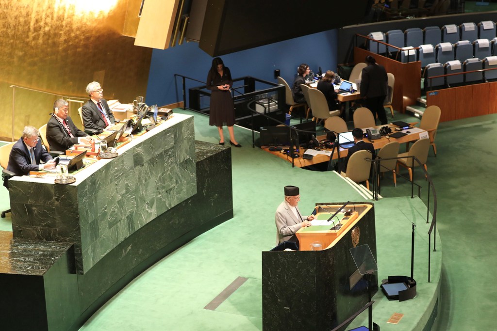 महासभाको छलफल सत्रमा प्रधानमन्त्री ओलीद्वारा अध्यक्षता