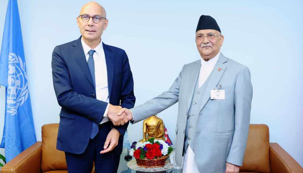 प्रधानमन्त्री ओलीसँग मानवअधिकार उच्चायुक्तको शिष्टाचार भेट